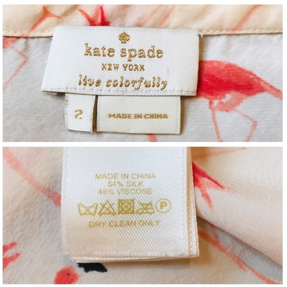 ❌SOLD ❌ Kate Spade Pink Flamingo Silk Boatneck Top - Picture 8 of 8